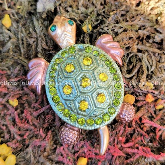 GREEN Turtle  Small Brooch Pin - Picture 7 of 9
